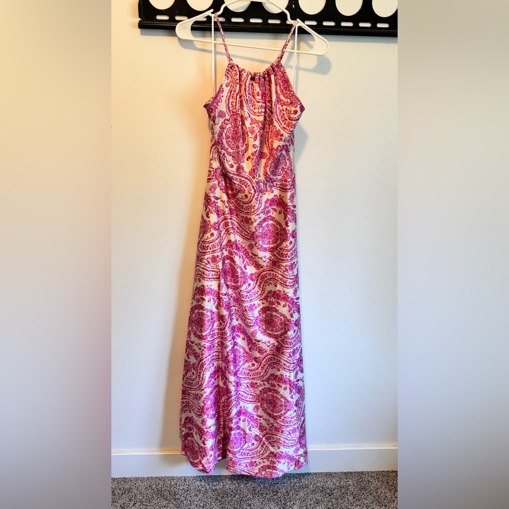Vici Paisley Maxi Dress in Pink and Cream